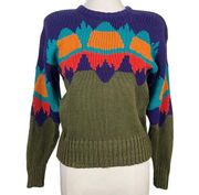 Vintage LizSport Colorful Crewneck Sweater Retro 90's Color-Block Brights