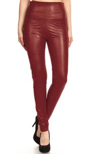 Burgundy Faux Leather Leggings