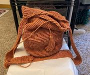 JCrew crocheted bindle bag