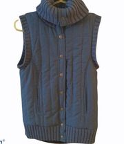 BCBG Maxazria rib soft shell womens gorpcore blue turtleneck vest jacket Sz XS