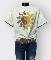 Urban Nation NEW Graphic Tee Sun Yin-Yang Womens M Oversized Distressed T-Shirt