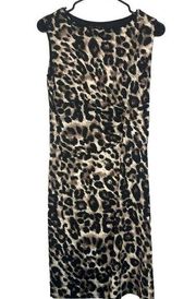 Tiana B. Leopard Animal Leopard Print Sleeveless Mob Wife Midi Dress Women SZ S