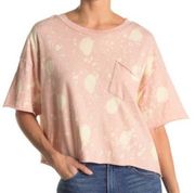 NWT Abound Coral Splotched Tye Dye Cropped Pocket Tee S