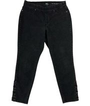 New Direction 14R Tie Bottom Black Pull On Skinny Jeans