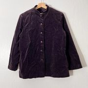 VINTAGE Jack Winter MEDIUM Purple Velvet Button Up Jacket with Pockets