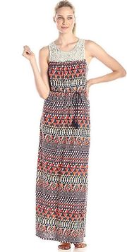 Maxi Dress XL Geometric Pattern Crochet Top