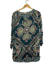 Odd Molly Size M Teal Paisley 100% Viscose Blouse/Tunic