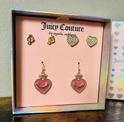 Juicy Couture set of three heart earrings with crown​​