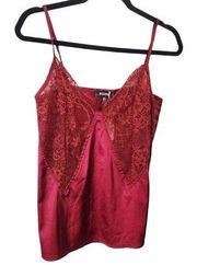 red silky lace cami size 4