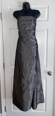 Long Gray Beaded Prom Dress Size 7