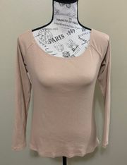 Beige Long Sleeve Ribbed Top Size 12