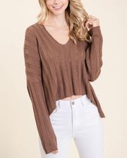 Urban Outfitters 🆕 NWT Lumiere  Oversized Knit Cropped Sweater Brown Coco Large