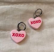 Pink Heart Huggy Hoop Earrings