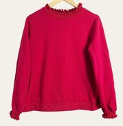 Who What Wear Red Crewneck Mockneck Ruffle Sweater Size L