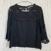 Ellison Black Lace Quarter Sleeve Blouse