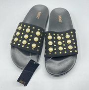 MixIt Womens Embellished Pearl Style Pool Slide Shoes Sz 7