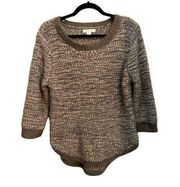 Womens John Paul Richard hi low popcorn sweater in two toned gray. 3/4” sleeves