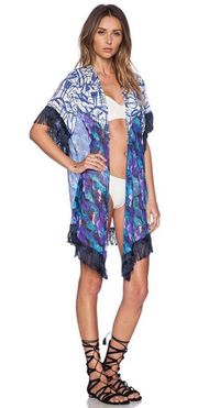 Bleu Saddles Fringe Kimono