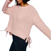 Candie’s Chunky Knit Side Tie Cropped Sweater 