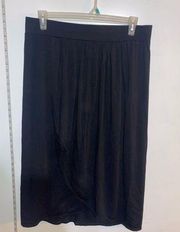 Women’s black maxi skirt with front slit - XL