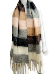 NEW! Oversized long striped winter scarf with fringe