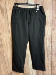 New w Tag St Johns Bay Black Active Pants w Bungee Cord Bottom Lg