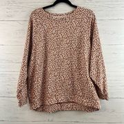 Lou & Grey Brown Leopard Print Crew Neck Sweatshirt Size LP