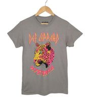 Def Leppard Hysteria Graphic Band Concert Tee T Shirt Leopard Gray Small