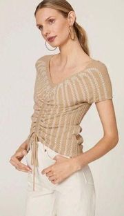 Emporio Armani Brown Bi-Color Ribbed Top Size 38 IT / 0 US $575