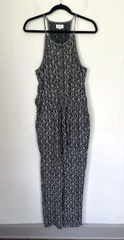 Lou & Grey Sleeveless Jumpsuit Black White Boho Festival Pockets ~ Size M