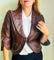 Wilson’s Leather Y2K  Bolero Jacket Brown Medium Statement Style Lightweight