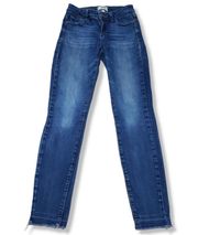 Paige Jeans Size 25 Verdugo Ankle Skinny Jeans Stretch Raw Hem Blue Denim Pants Women's Low Rise Jeans 