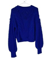NWT Anthropologie Blue Knit Crewneck Crop Sweater