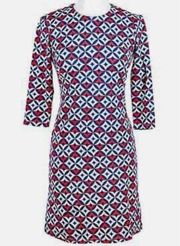 J. McLaughlin Sophia Wellington Dress Catalina Cloth Red White Blue Geometric Si