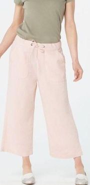 D & Co. Light Pink Linen Blend High Rise Cropped Capri Pants