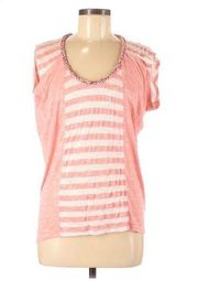 Ella Moss Pink Striped Braided Neckline Top💕🤍💕