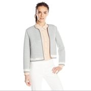 Tahari • Grey White Crop Larissa Neoprene Blazer