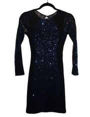 ABS Allen Schwartz sequin bodycon elastic mesh sequin dress with keyhole back