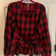 Belted Buffalo plaid top - XL