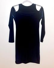 Aqua Brand Cut Out Shoulder Navy Blue Velvet Dress