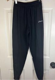 ASICS Track Pants Size Small Black Tapered Leg Elastic Waist Band