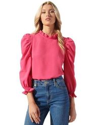 1328 Sugar + Lips Pink Ruffle Blouse Size Small