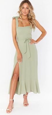 Claire Midi Dress / Moss Green Crisp