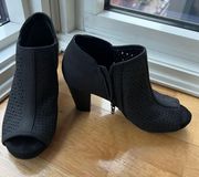 Black Angye Memory Foam Perforated Peep Toe Booties