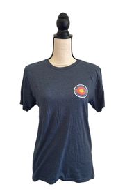 Slate Blue Crew Neck Colorado Ski Graphic Tee sz Small Short Sleeve Basic Shirt