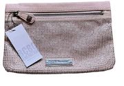 BCBGeneration Zipper Rhinestone Clutch in Nude