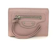 Balenciaga Neo Classic Mini Trifold Wallet Pink Leather