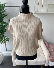 Cream Mock Neck Ribbed Sleeveless Sweater Size Small NWT!