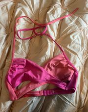 S/M 2 Pattern Pink Tie Up Halter Swim Top 