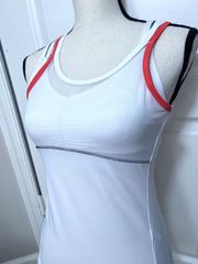 Lucky In Love XS Tank Top Shelf Bra Pickleball Tennis Shirt White Strappy Coral